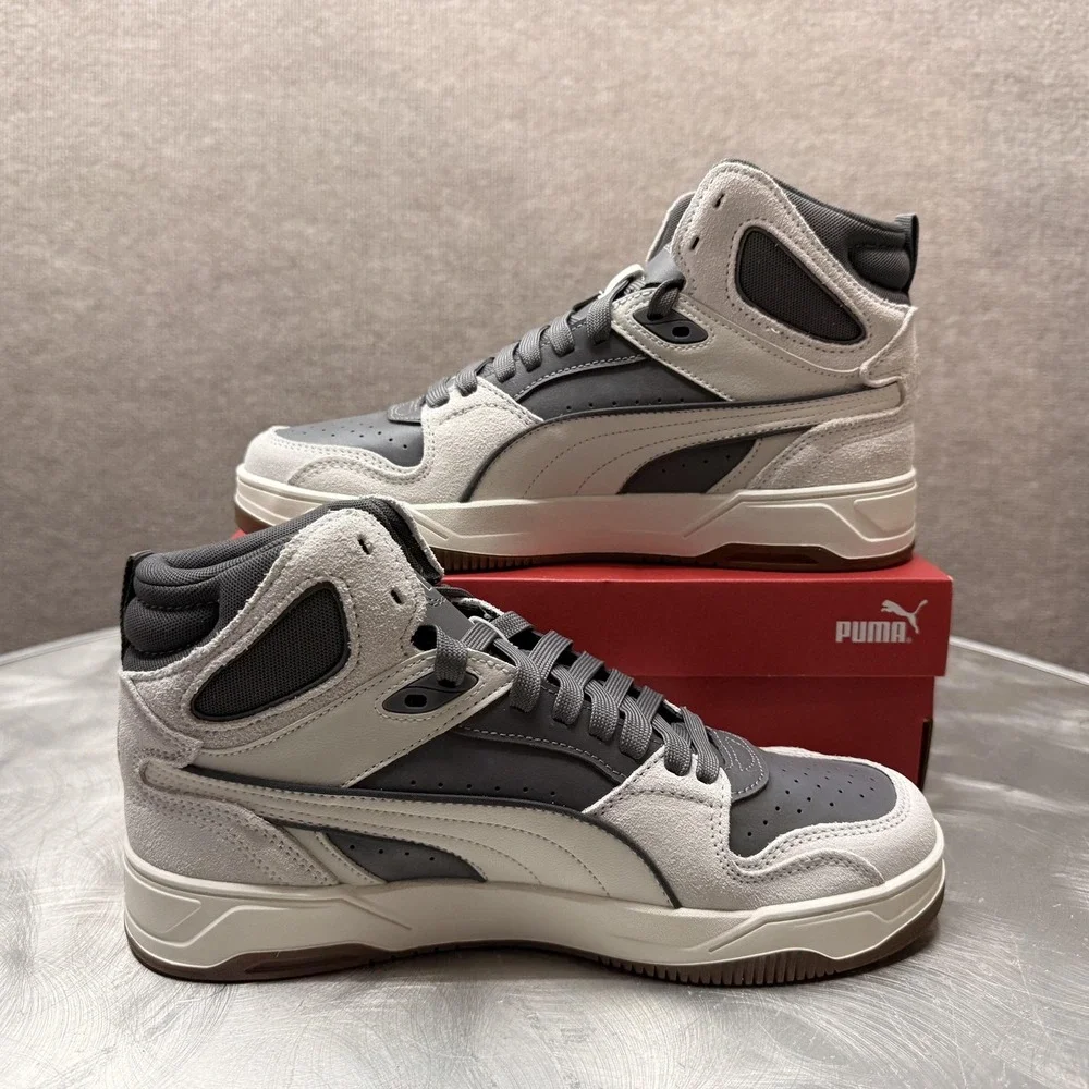 Puma Rebound Joy Mid Mens Sneakers Grey‎ White High Top 402452-01 Size 9